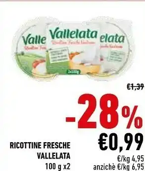 Conad Galbani Ricottine Fresche Vallelata 200 G(ml) offerta