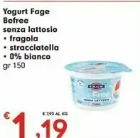 Despar Fage Yogurt Befree Senza Lattosio Fragola offerta