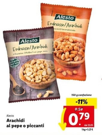 Lidl Alesto Arachidi al pepe o piccanti 150 g offerta