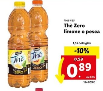 Lidl Freeway Thè Zero limone o pesca 1,5 l offerta
