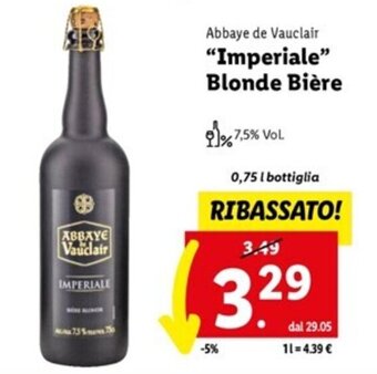 Lidl Abbaye de Vauclair "Imperiale" Blonde Bière 0,75 l offerta