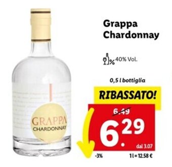 Lidl Grappa Chardonnay 0,5 l offerta