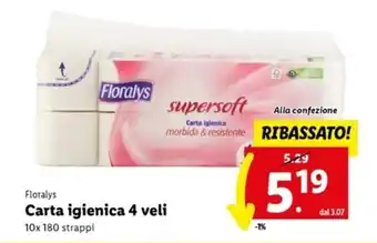 Lidl Floralys Carta igienica 4 veli offerta