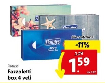 Lidl Floralys Fazzoletti box 4 veli offerta