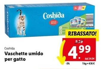 Lidl Coshida Vaschette umido per gatto 1200 g offerta