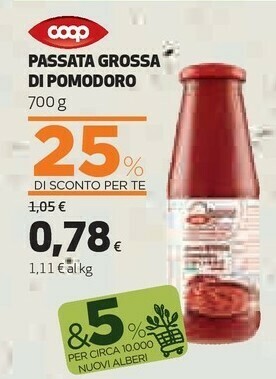 Coop Coop - Passata Grossa Di Pomodori 700 G(ml) offerta