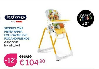 Prenatal Peg Perego Seggiolone Prima Pappa Follow Me PVC Fox And Friends offerta