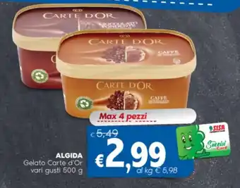 Sisa ALGIDA Gelato Carte d'Or vari gusti 500 g offerta