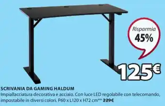 JYSK SCRIVANIA DA GAMING HALDUM P60 X L120 X H72 cm offerta
