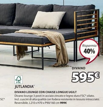 JYSK DIVANO LOUNGE CON CHAISE LONGUE UGILT offerta