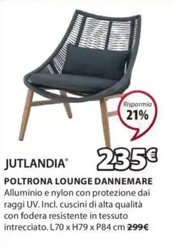 JYSK JUTLANDIAⓇ POLTRONA LOUNGE DANNEMARE L70 x H79 x P84 cm offerta