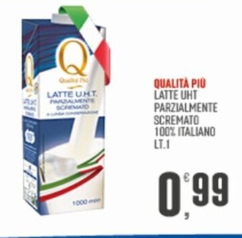 QUALITÀ PIÙ LATTE UHT PARZIALMENTE SCREMATO 100% ITALIANO LT.1