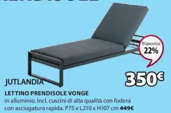 JYSK LETTINO PRENDISOLE VONGE P75 x L210 x H107 cm offerta