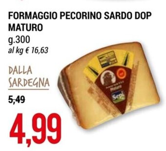 Hardis FORMAGGIO PECORINO SARDO DOP MATURO g.300 offerta