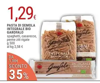 Doro Supermercati PASTA DI SEMOLA INTEGRALE BIO GAROFALO g 500 offerta