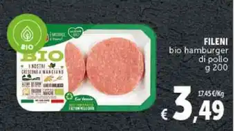 Deco Supermercati FILENI bio hamburger di pollo g 200 offerta
