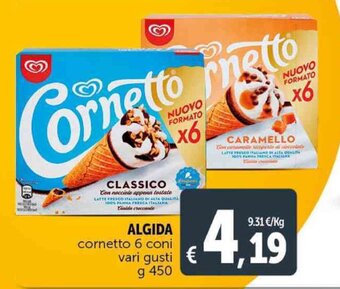 Deco Supermercati ALGIDA cornetto 6 coni vari gusti g 450 offerta