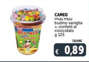 Deco Supermercati CAMEO muu muu budino vaniglia + confetti al cioccolato g 125 offerta