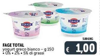 Deco Supermercati FAGE TOTAL yogurt greco bianco - g 150 offerta