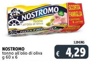 Deco Supermercati NOSTROMO tonno all'olio di oliva g 60 x 6 offerta