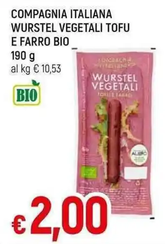 Famila Superstore COMPAGNIA ITALIANA WURSTEL VEGETALI TOFU E FARRO BIO 190 G offerta