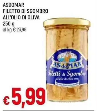 Famila Superstore ASDOMAR FILETTO DI SGOMBRO ALL'OLIO DI OLIVA 250 G offerta