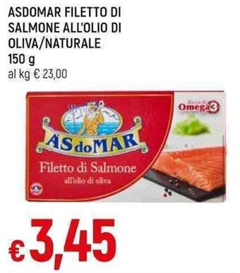 Famila Superstore ASDOMAR FILETTO DI SALMONE ALL'OLIO DI OLIVA/NATURALE 150 g offerta