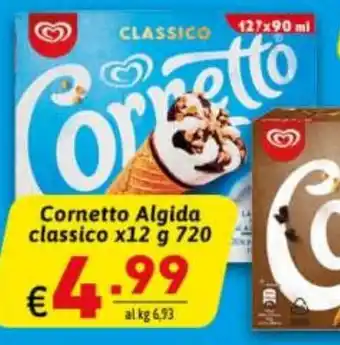 Ipercarni Cornetto Algida classico x12 g 720 offerta