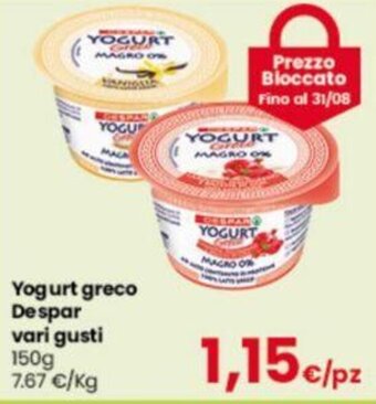 Interspar Yogurt greco Despar vari gusti 150g offerta