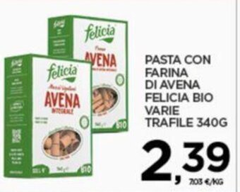 Interspar PASTA CON FARINA DI AVENA FELICIA BIO VARIE TRAFILE 340G offerta