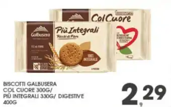 Eurospar BISCOTTI GALBUSERA COL CUORE 300G/ PIÙ INTEGRALI 330G/ DIGESTIVE 400G offerta