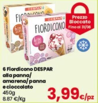 Eurospar 6 Fiordicono DESPAR alla panna/ amarena/panna e cioccolato 450g offerta