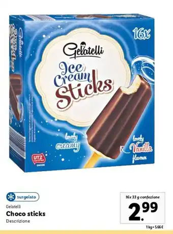 Lidl Gelatelli Choco sticks 16x 33 g offerta