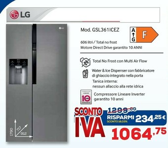 Euronics LG GSL361ICEZ Side By Side offerta