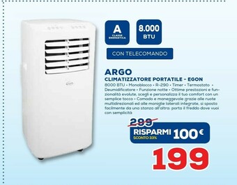 Euronics Argo Climatizzatore Portatile EGON offerta