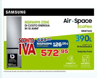 Euronics Samsung RB38T600DSA Frigorifero Con Congelatore Libera Installazione 385 L D Argento offerta