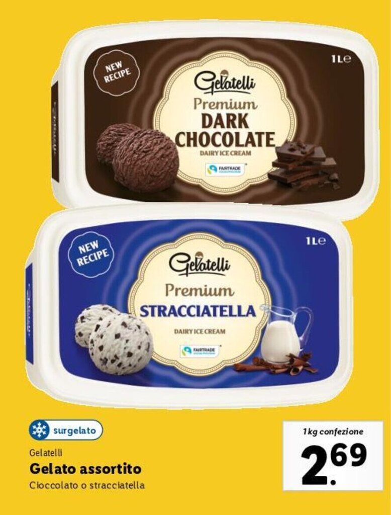Gelatelli Gelato assortito Cioccolato o stracciatella 1 kg offerta di Lidl