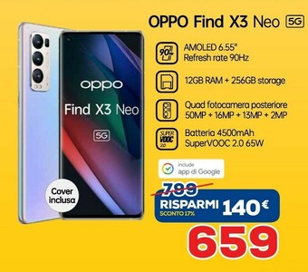 Euronics Oppo Find X3 Neo 16,6 Cm (6.55") Doppia SIM ColorOS 11.1 5G USB Tipo-C 12 GB 256 GB 4500 MAh Argento offerta