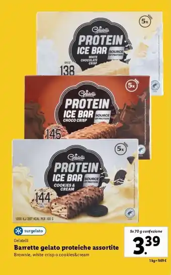 Lidl Gelatelli Barrette gelato proteiche assortite 5x 70 g offerta