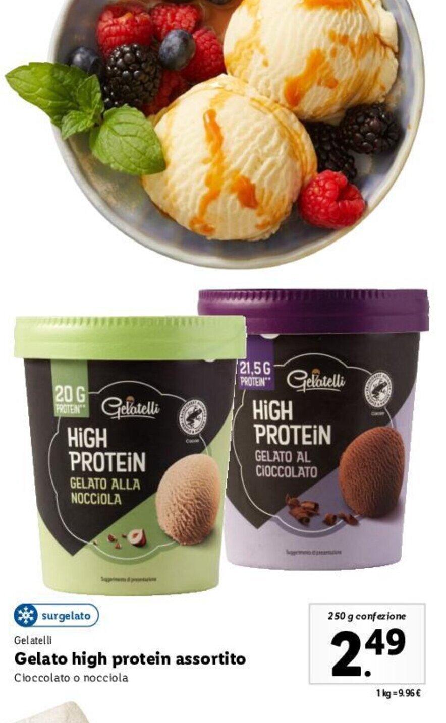 Gelatelli Gelato high protein assortito 250 g offerta di Lidl