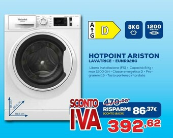 Euronics Hotpoint EU NR328G WW IT N Lavatrice Libera Installazione Caricamento Frontale 8 Kg 1200 Giri/min D Bianco offerta