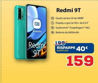 Euronics Xiaomi Redmi 9T 16,6 Cm (6.53") Doppia SIM Android 10.0 4G USB Tipo-C 4 GB 64 GB 6000 MAh Verde offerta