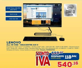 Euronics Lenovo All In One Ideacentre Aio 3 offerta