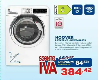 Euronics Hoover H3WS4428TAMCE-S Lavatrice Libera Installazione Caricamento Frontale Bianco 8 Kg 1200 Giri/min A+++ offerta