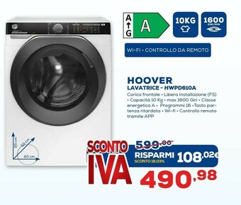 Euronics Hoover Lavatrice HWPD610A offerta
