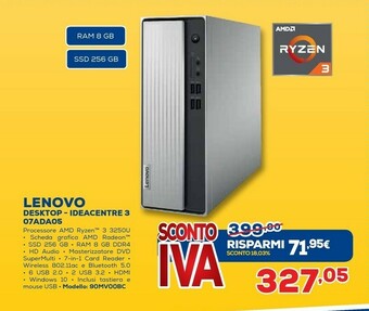 Euronics Lenovo Desktop Ideacentre 3 07ADA05 offerta