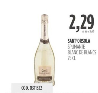 Carico Cash & Carry SANT'ORSOLA SPUMANTE BLANC DE BLANCS 75 CL offerta