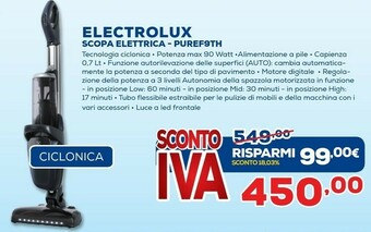 Euronics Electrolux Scopa Elettrica PUREF9TH offerta