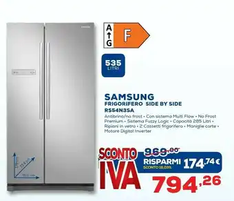 Euronics Samsung Frigorifero Sibe By Side RS54N3SA offerta