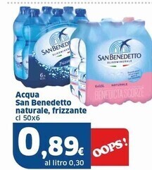 Sigma San benedetto acqua naturale, frizzante offerta